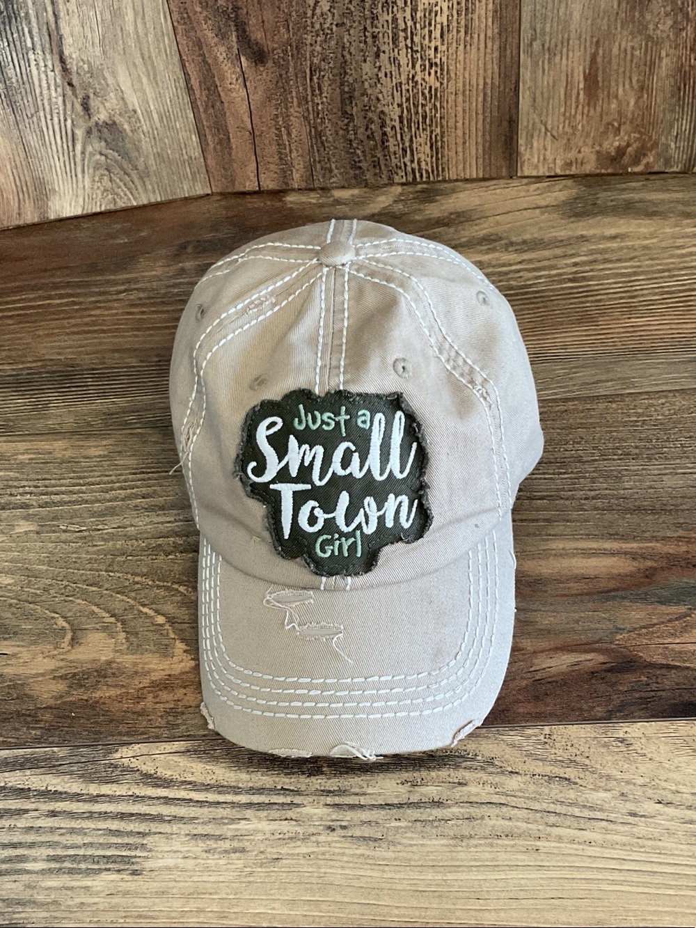 KBETHOS Just a Small Town Girl Embroidered Distressed Baseball Cap     188B